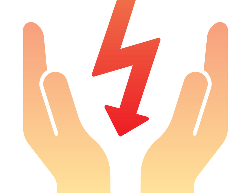 Bild: zwei Hände umschließen einen Blitz